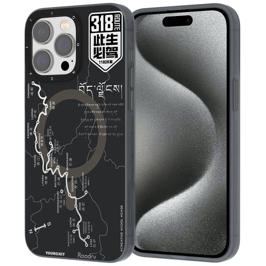 Apple iPhone 15 Pro Kılıf M-safe Şarj Özellikli Youngkit 318 Road Serisi Kapak Siyah
