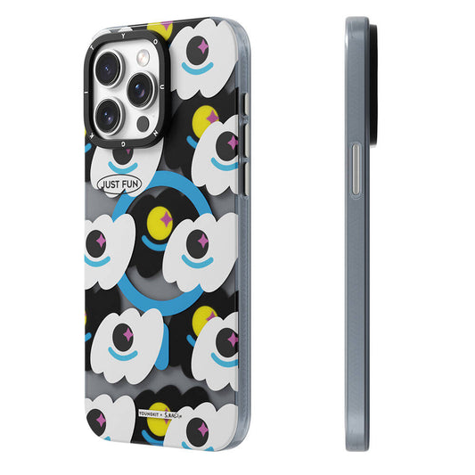 Apple iPhone 15 Pro Kılıf M-safe Şarj Özellikli Youngkit Happy View Serisi Kapak Mavi