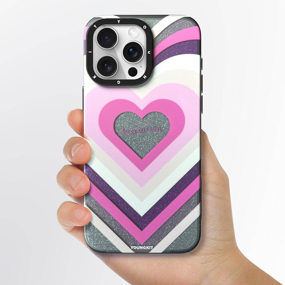 Apple iPhone 15 Pro Kılıf M-safe Şarj Özellikli Youngkit Star Dazzle Serisi Kapak Pembe