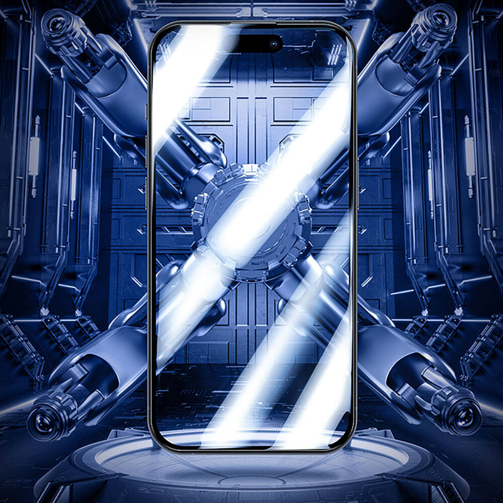 Apple iPhone 15 Pro Max Benks Glass Warrior Safir Coating Ekran Koruyucu + Kolay Uygulama Aparatlı Siyah