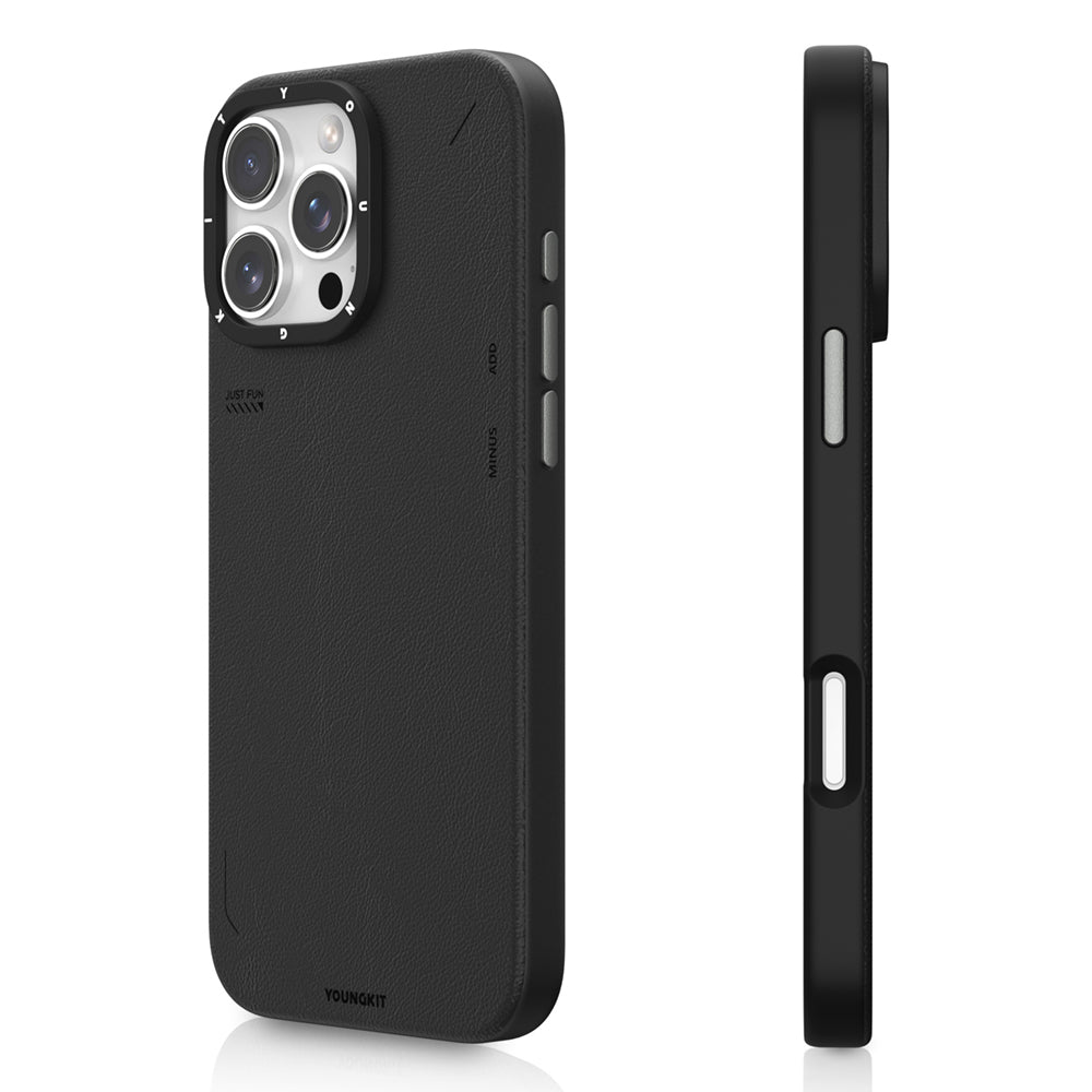 Apple iPhone 15 Pro Max Kılıf M-safe Şarj Özellikli Basit Mat Deri Desenli Youngkit Tech Fashion Serisi Kapak