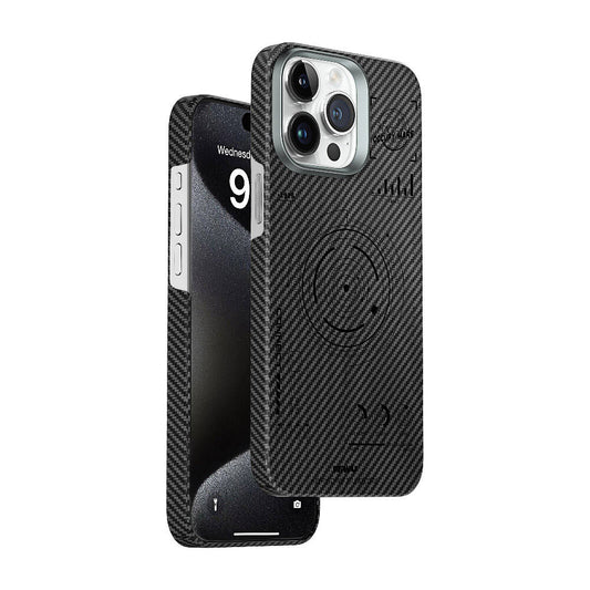Apple iPhone 15 Pro Max Kılıf Wiwu HHX-016 Karbon Fiber 600D Mars Kevlar Kapak Siyah