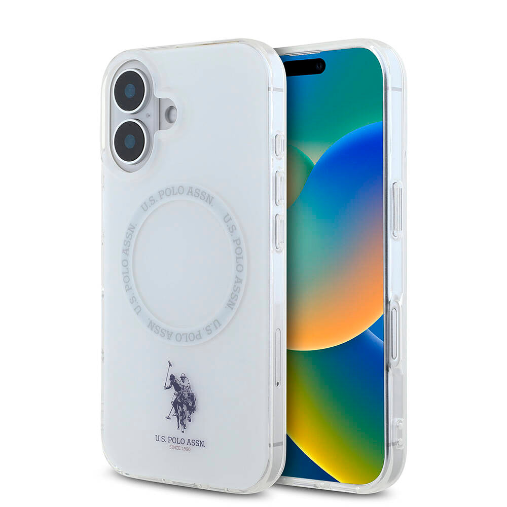 Apple iPhone 16 Kılıf U.S. Polo Assn. Orjinal Lisanslı M-safe Şarj Özellikli IML Double Horse Logolu Ring Kapak