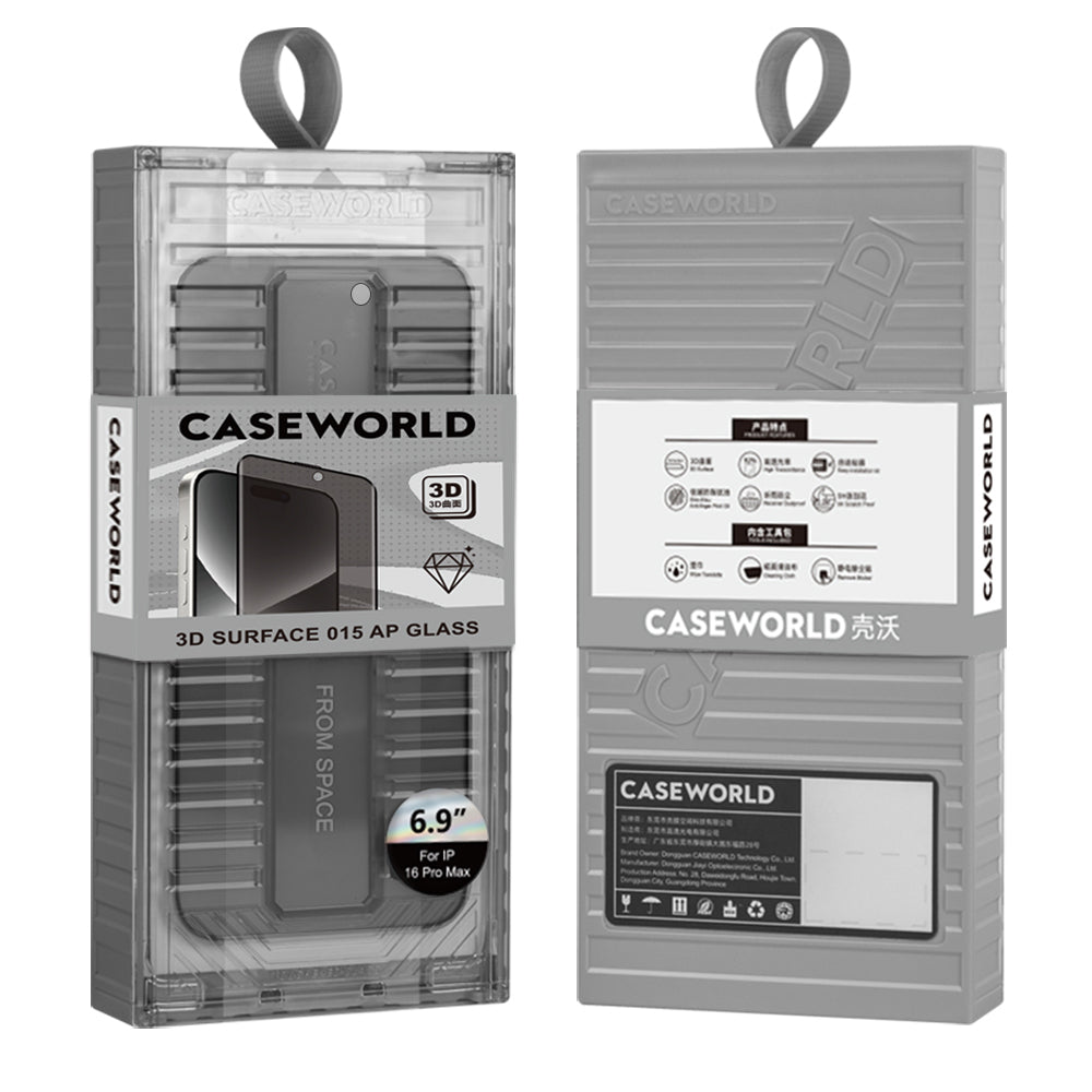 Apple iPhone 16 Pro CaseWorld Ultra-Thin Serisi TMQ Privacy 0.15mm 3D Cam Ekran Koruyucu + Uygulama Aparatlı Siyah