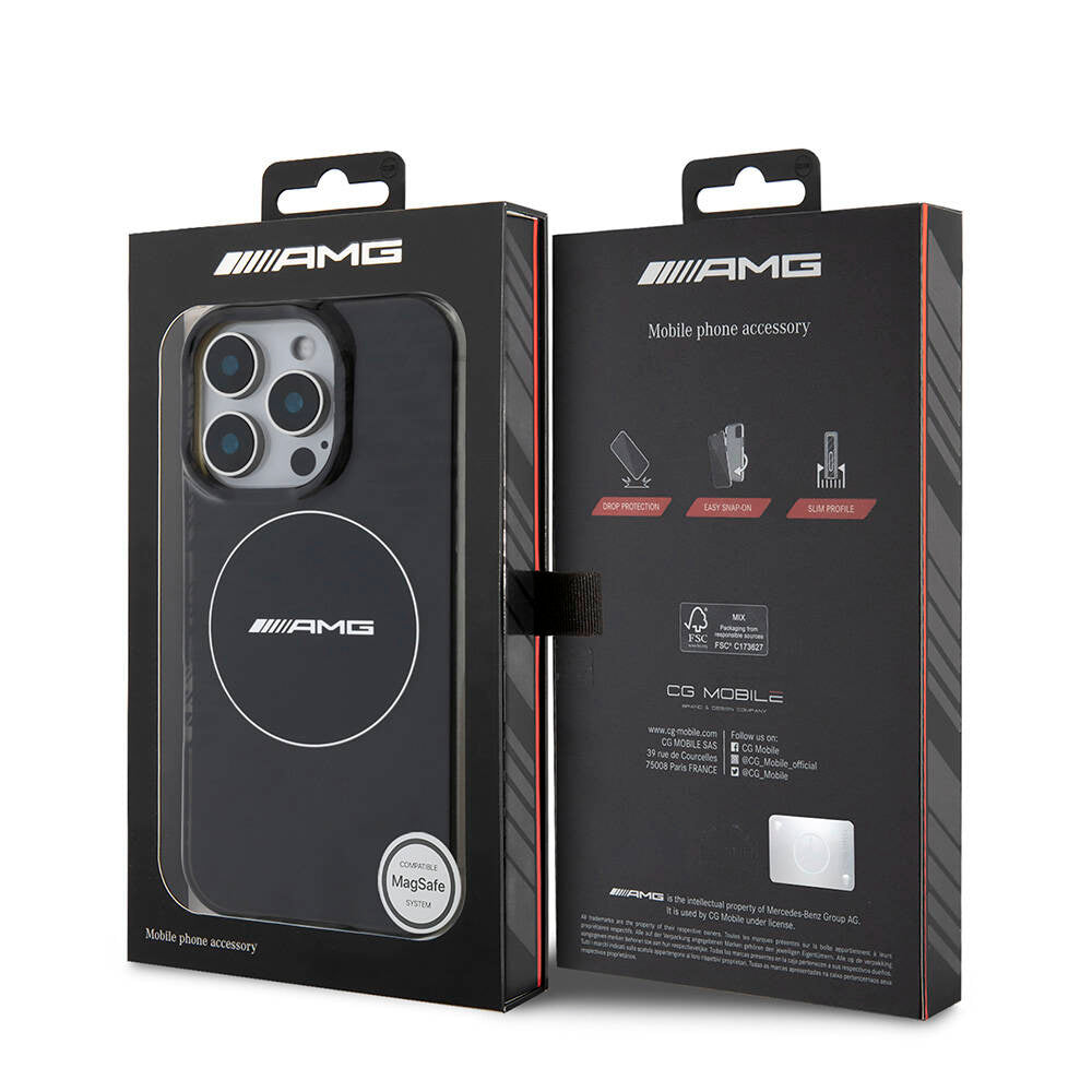 Apple iPhone 16 Pro Kılıf AMG Orjinal Lisanslı M-safe Şarj Özellikli IML Baskı Logolu Smoked Kapak Siyah