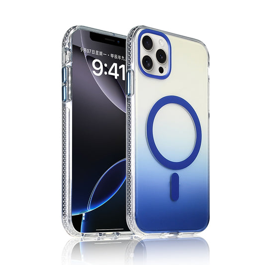 Apple iPhone 16 Pro Kılıf M-safe Şarj Özellikli Transparan Renk Geçişli Zore Toros Kapak Rose Pembe