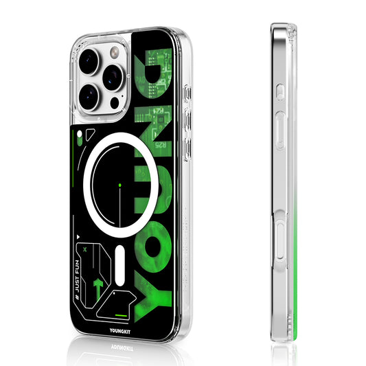 Apple iPhone 16 Pro Kılıf M-safe Şarj Özellikli Airbagli Çift Katmanlı Youngkit Future Streamer Serisi Kapak Kırmızı