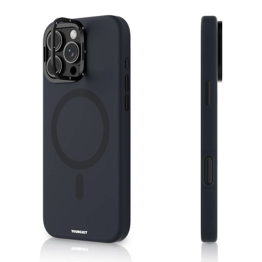 Apple iPhone 16 Pro Kılıf M-safe Şarj Özellikli Kamera Standlı Youngkit Bitty Cream Kapak Gri