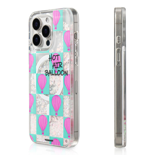 Apple iPhone 16 Pro Kılıf M-safe Şarj Özellikli Parlak Kumlu Sıvılı Youngkit Pink Dream Quicksand Serisi Kapak Pembe