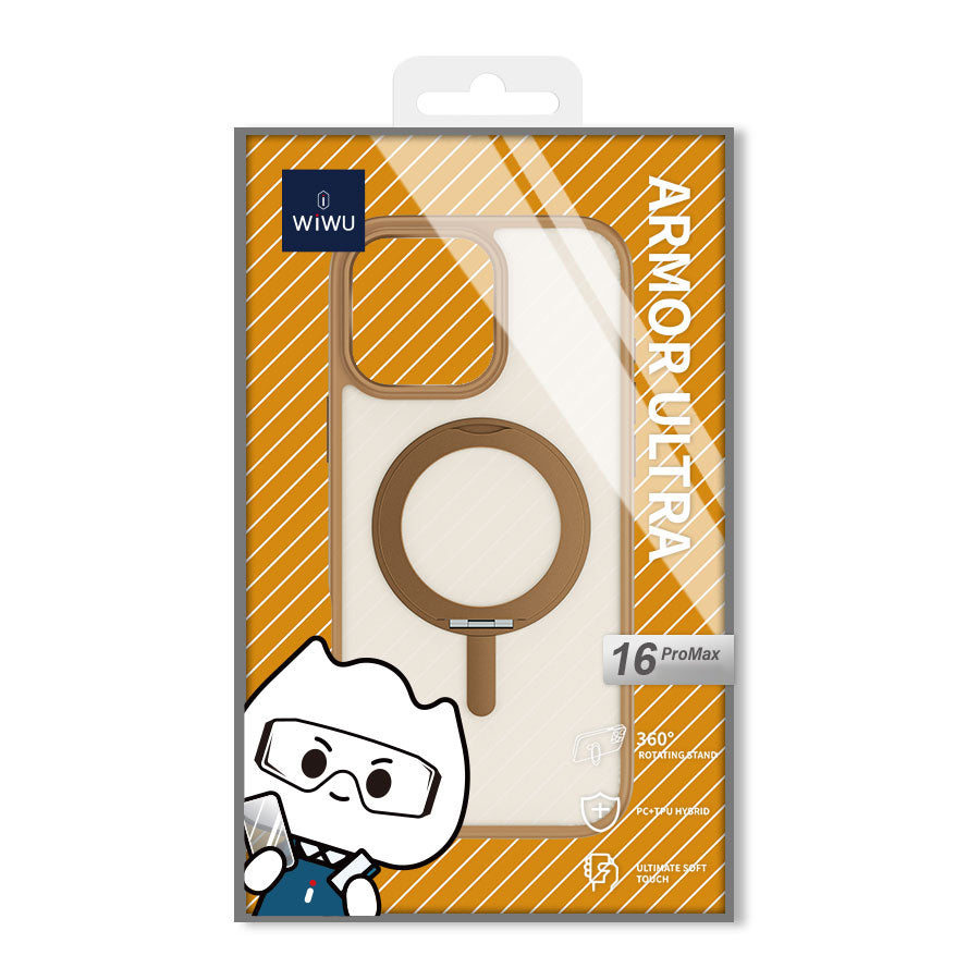 Apple iPhone 16 Pro Kılıf M-safe Şarj Özellikli Parmak İzi Bırakmayan Wiwu FGG-202 Armor Ultra Serisi Kapak Gold