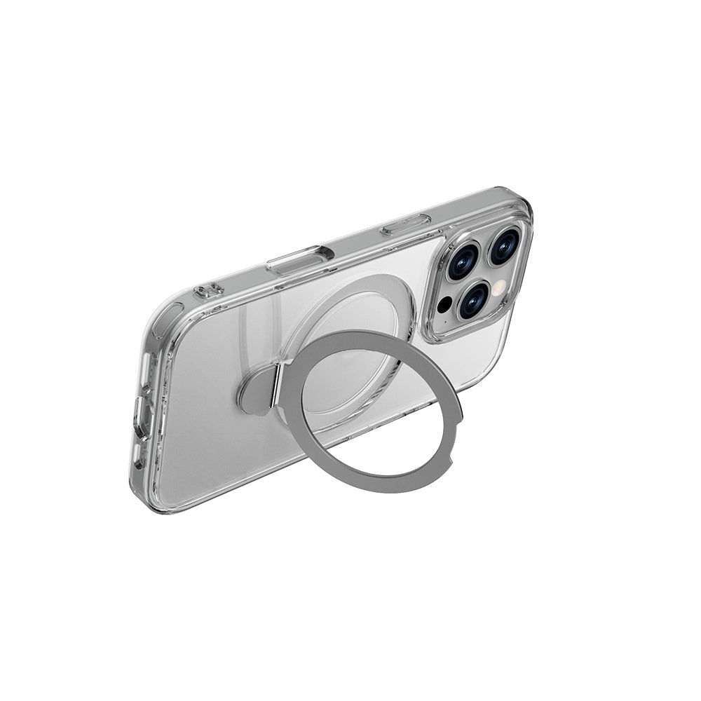 Apple iPhone 16 Pro Kılıf M-safe Şarj Özellikli Raptic Air Stand Serisi Buzlu Transparan Tasarımlı Standlı Kapak Şeffaf