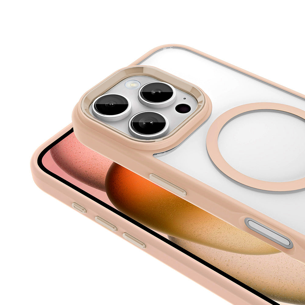 Apple iPhone 16 Pro Kılıf Wireless Şarj Özellikli Zore Krom M-safe Silikon Kapak Yeşil