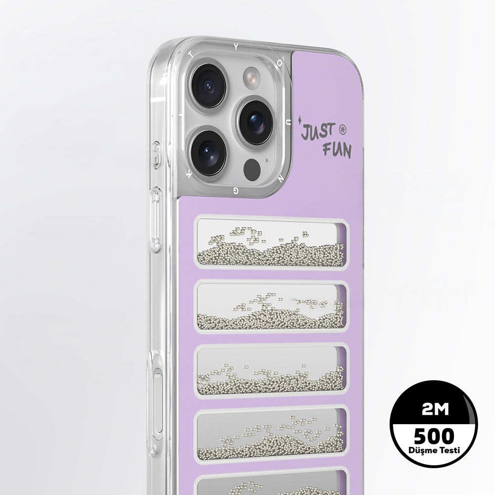 Apple iPhone 16 Pro Max Kılıf Aynalı ve Boncuklu Tasarım Youngkit Jump Serisi Kapak Pembe