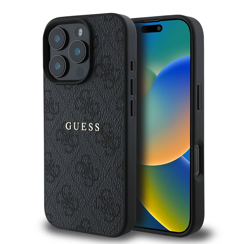 Apple iPhone 16 Pro Max Kılıf Guess Orjinal Lisanslı M-safe Şarj Özellikli 4G Desenli Yazı Logolu Kapak