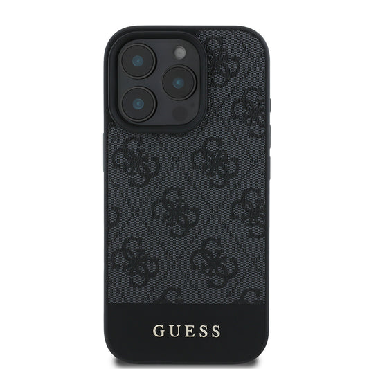 Apple iPhone 16 Pro Max Kılıf Guess Orjinal Lisanslı PU Deri Şerit Logo Dizaynlı Kapak