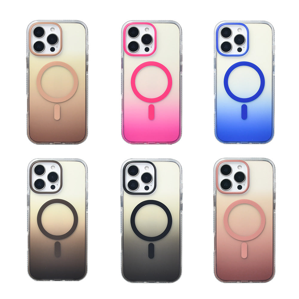 Apple iPhone 16 Pro Max Kılıf M-safe Şarj Özellikli Transparan Renk Geçişli Zore Toros Kapak Rose Gold