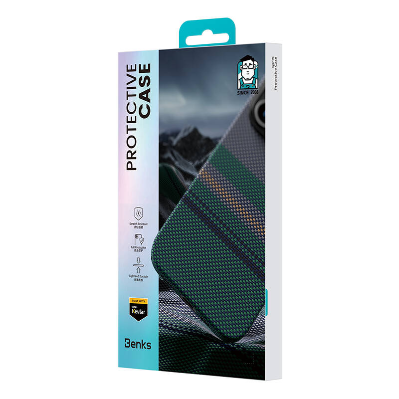 Apple iPhone 16 Pro Max Kılıf M-safe Şarj Özellikli Karbon Fiber Tasarımlı Benks Aurora ArmorPro Kevlar Kapak Siyah