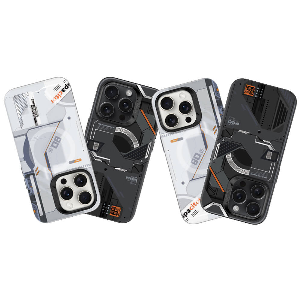 Apple iPhone 16 Pro Max Kılıf M-safe Şarj Özellikli Mekanik Tasarımlı Benks Perspective Serisi Kapak Beyaz