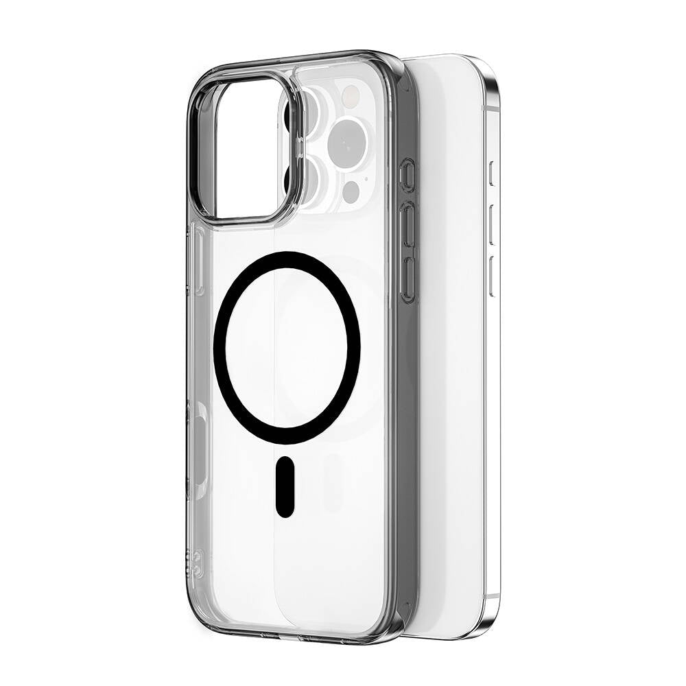 Apple iPhone 16 Pro Max Kılıf Wiwu MCC-101 iShield Pro Serisi M-safe Şarj Özellikli Crystal Sert PC Kapak Siyah