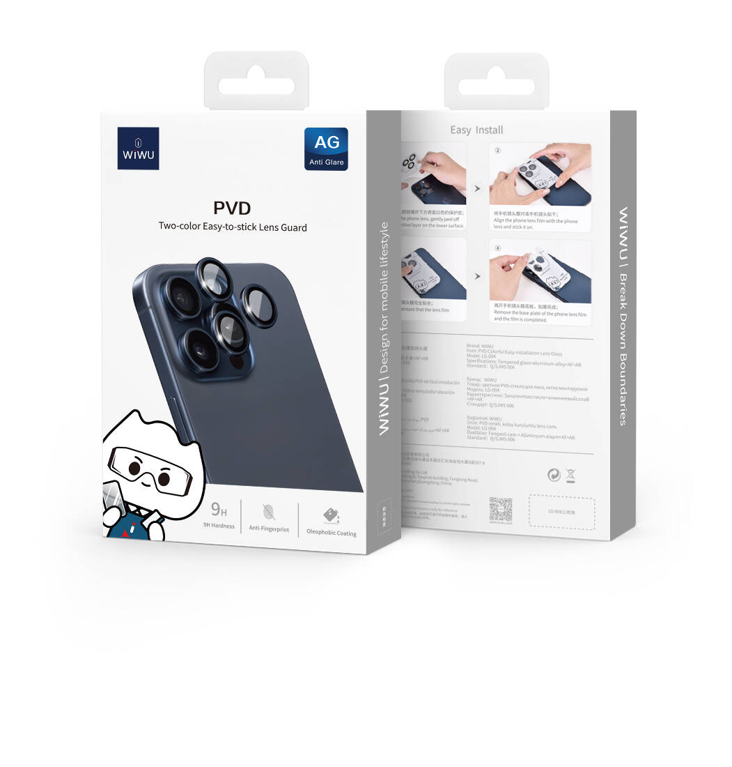 Apple iPhone 16 Pro Max Wiwu LG-004 PVD Lens Guard Metal Kamera Lens Koruyucu Gümüş