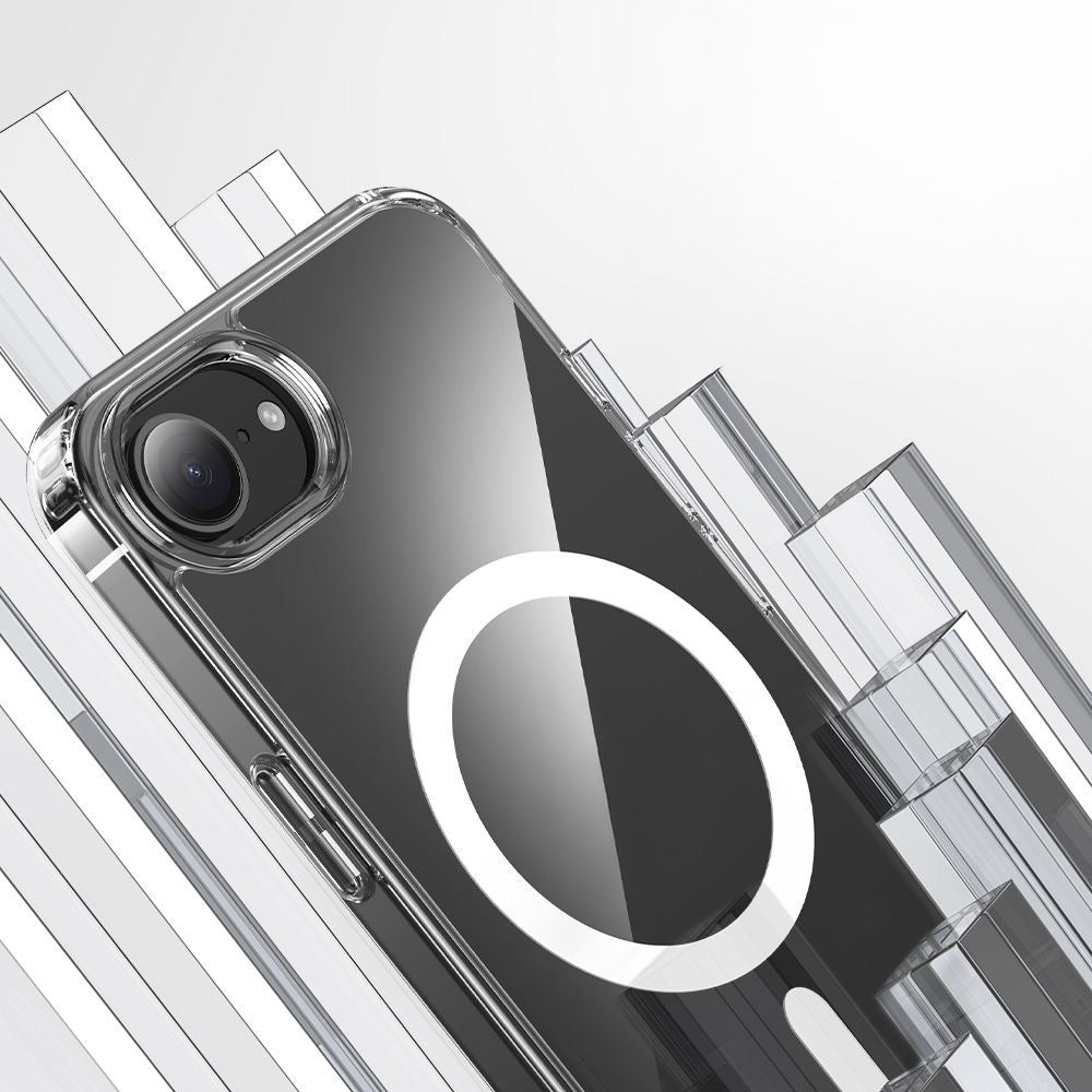 Apple iPhone 16E Kılıf M-safe Şarj Özellikli Şeffaf Sert PC Zore Embos Kapak Şeffaf