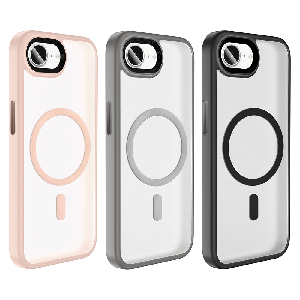 Apple iPhone 16E Kılıf Mat Arka Yüzey Wireless Şarj Özellikli Zore Flet M-safe Kapak Titanyum-Gri