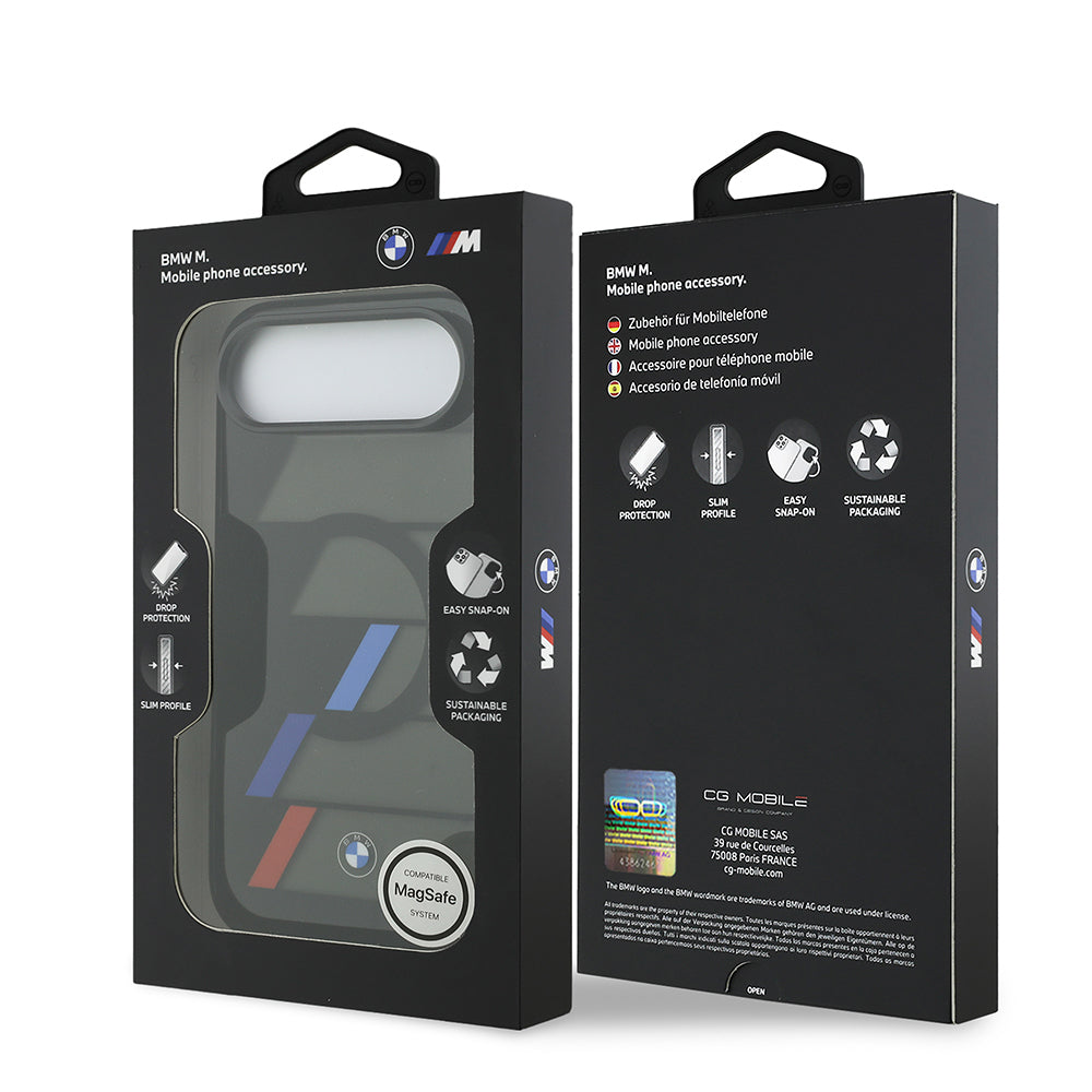 Apple iPhone 17 Air Kılıf BMW Orjinal Lisanslı M-safe Şarj Özellikli IML Baskılı Üç Renkli M Dizayn Kapak Siyah