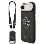 Apple iPhone 17 Air Kılıf Guess Orjinal Lisanslı 4G Büyük Metal Logolu Kalın Askılı Kapak Siyah