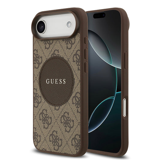 Apple iPhone 17 Air Kılıf Guess Orjinal Lisanslı M-safe Şarj Özellikli Yazı Logolu Circle Classic Kapak Pembe