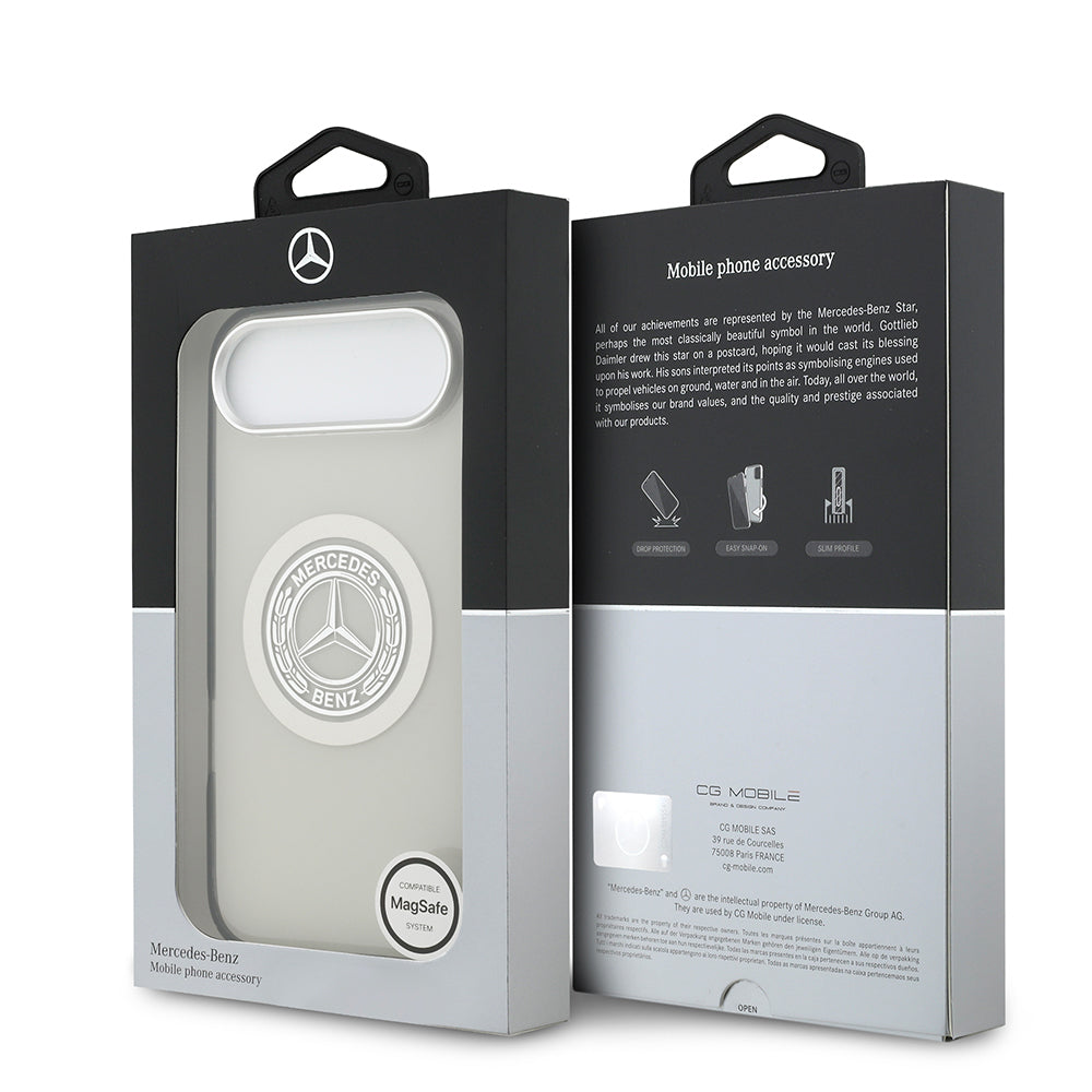 Apple iPhone 17 Air Kılıf Mercedes Benz Orjinal Lisanslı M-safe Şarj Özellikli Çift Katmanlı PC Nostaljik Yıldız Dizayn Kapak Siyah