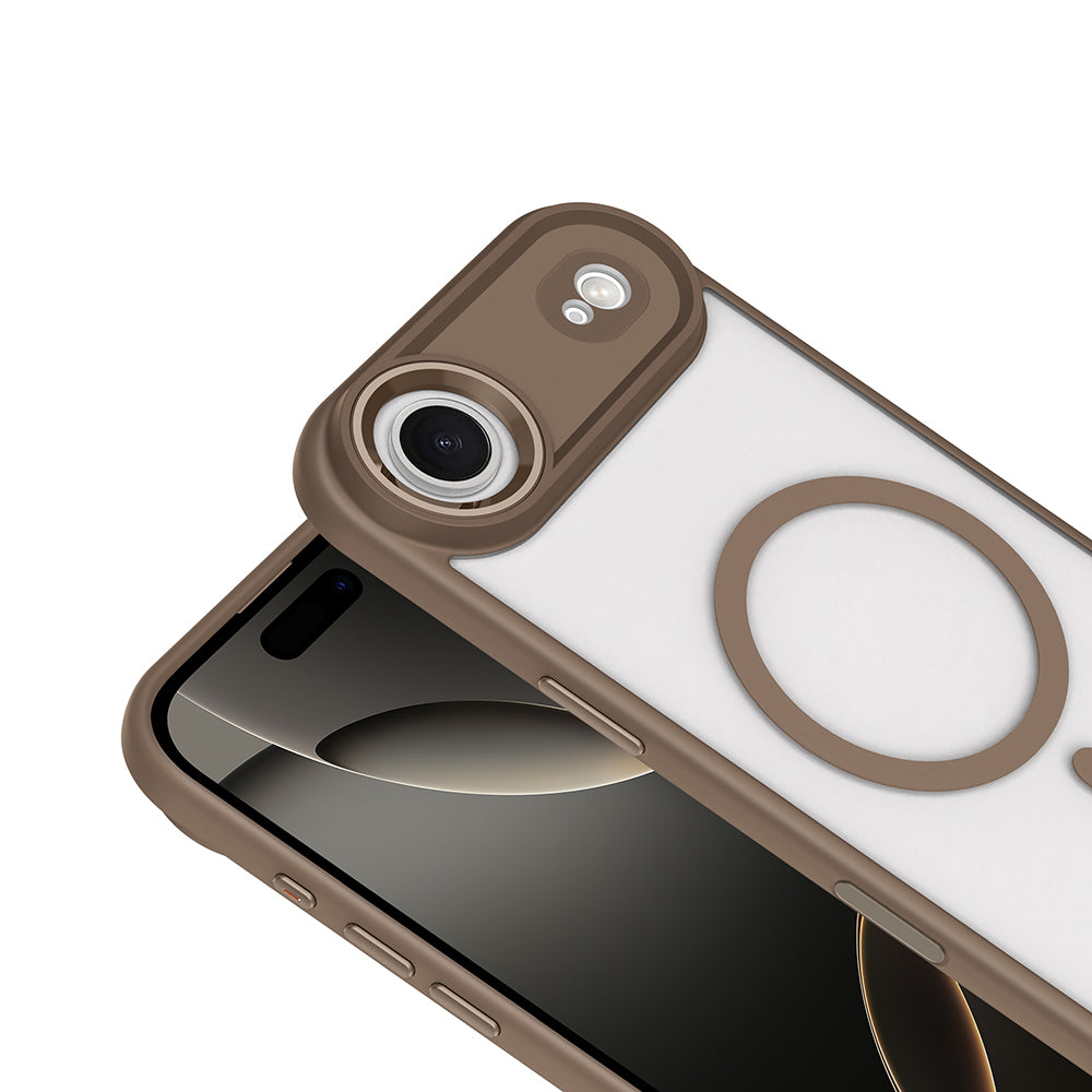 Apple iPhone 17 Air Kılıf Wireless Şarj Özellikli Zore Krom M-safe Silikon Kapak Turuncu