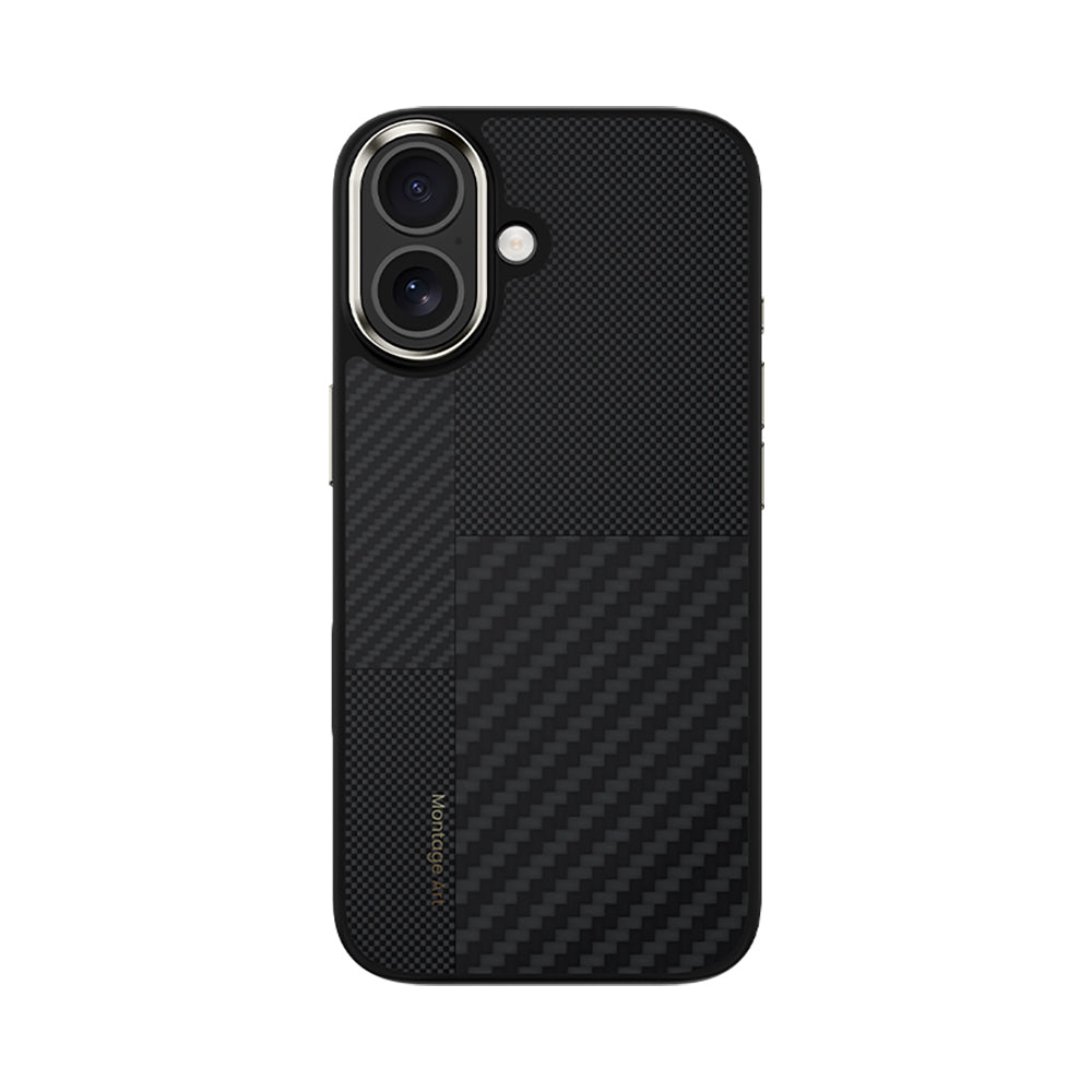 Apple iPhone 17 Kılıf M-safe Şarj Özellikli Karbon Fiber Benks Montage Hybrid ArmorPro Kevlar Kapak