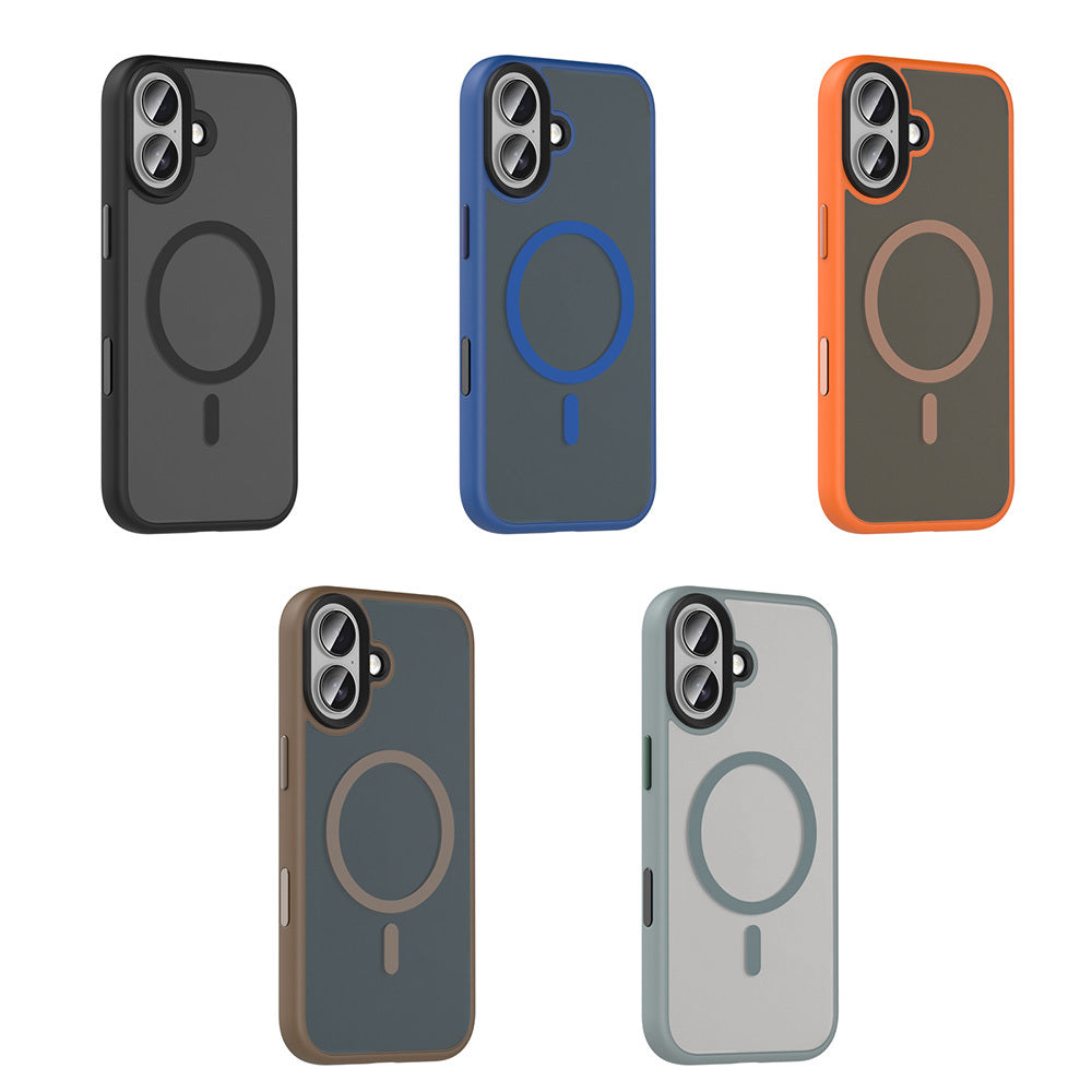 Apple iPhone 17 Kılıf Mat Arka Yüzey Wireless Şarj Özellikli Zore Flet M-safe Kapak Lacivert