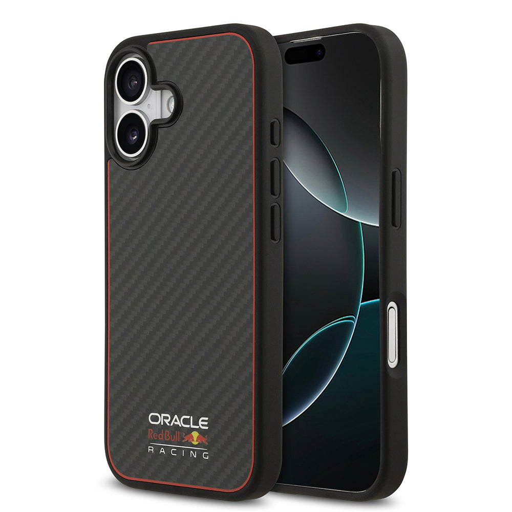 Apple iPhone 17 Kılıf Redbull Orjinal Lisanslı M-safe Şarj Özellikli Karbon Fiber Parlayan Logolu Kevlar Kapak