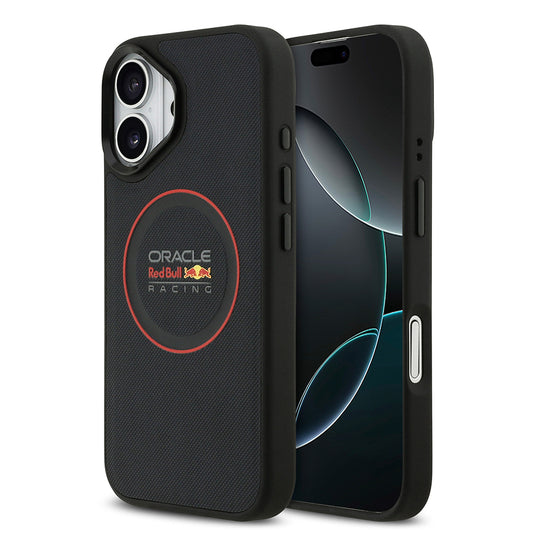 Apple iPhone 17 Kılıf Redbull Orjinal Lisanslı M-safe Şarj Özellikli Kırmızı Halka ve Logo Kabartmalı PU Deri Kapak Lacivert