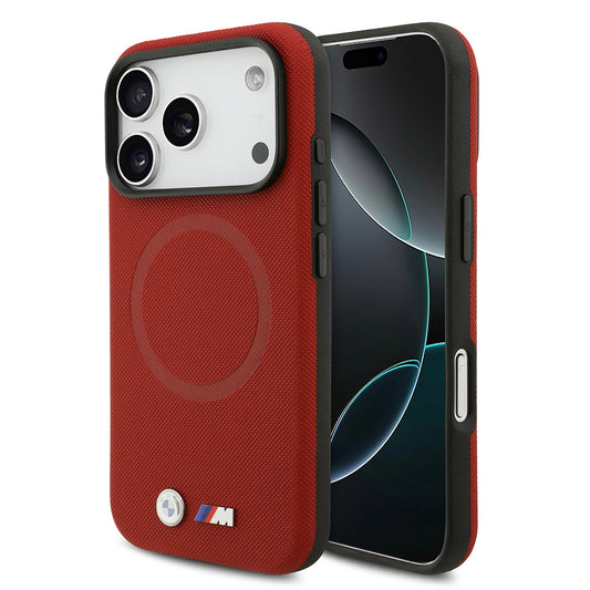 Apple iPhone 17 Pro Kılıf BMW Orjinal Lisanslı M-safe Şarj Özellikli Metal Logolu Delikli M Dizayn Deri Kapak Lacivert