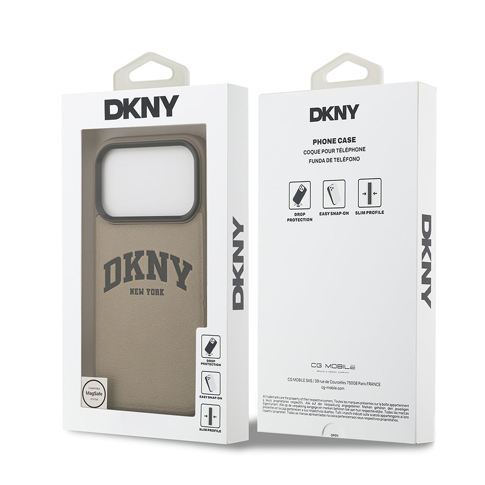 Apple iPhone 17 Pro Kılıf DKNY Orjinal Lisanslı M-safe Şarj Özellikli PU Deri Kabartmalı Kapak Siyah