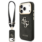 Apple iPhone 17 Pro Kılıf Guess Orjinal Lisanslı 4G Büyük Metal Logolu Kalın Askılı Kapak Siyah