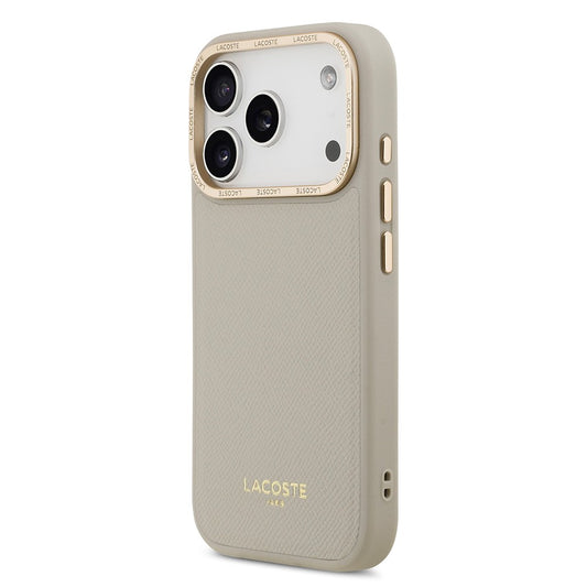 Apple iPhone 17 Pro Kılıf Lacoste Orjinal Lisanslı M-safe Şarj Özellikli Champs Elysees PU Deri Tasarımlı Kapak