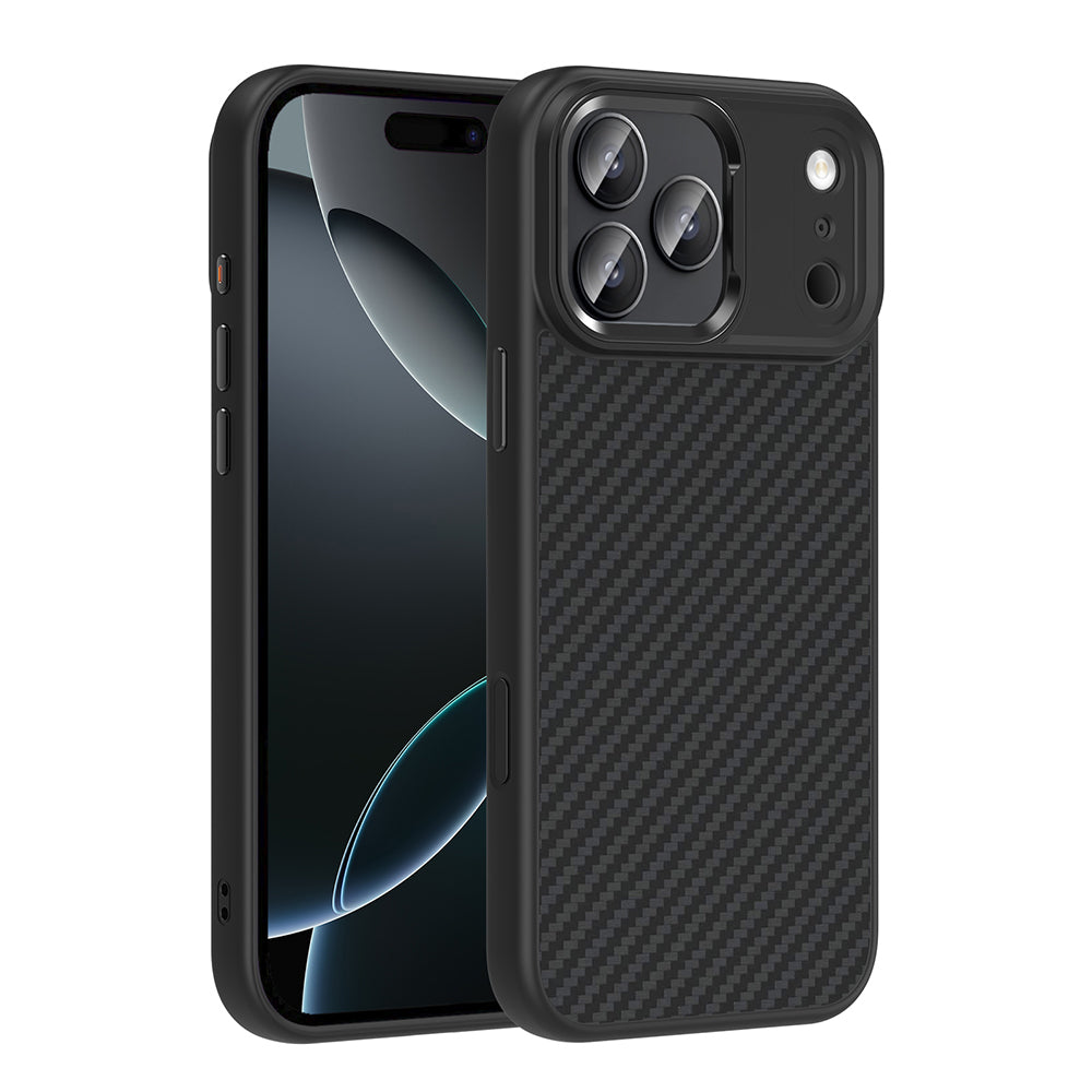 Apple iPhone 17 Pro Kılıf M-Safe Şarj Özellikli Karbon Fiber Görünümlü Zore Truva Silikon Kapak