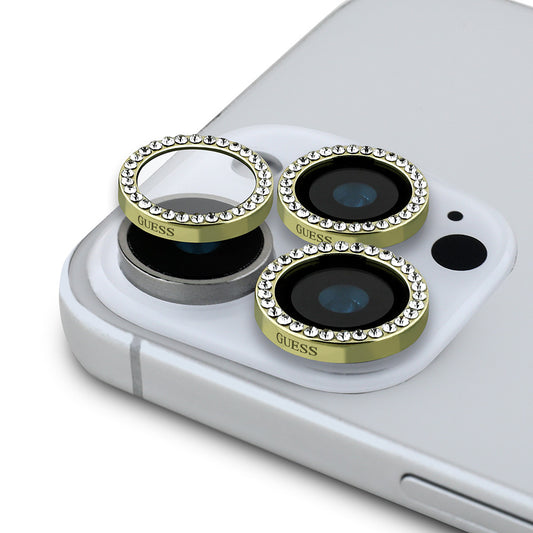 Apple iPhone 17 Pro Max Guess Orjinal Lisanslı Rhinestone Taşlı Lens Koruyucu