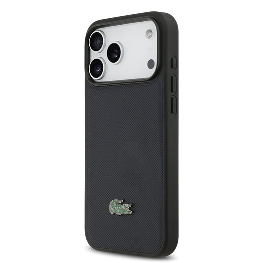 Apple iPhone 17 Pro Max Kılıf Lacoste Orjinal Lisanslı M-safe Şarj Özellikli PU Pike Desenli Metal Logolu Kapak