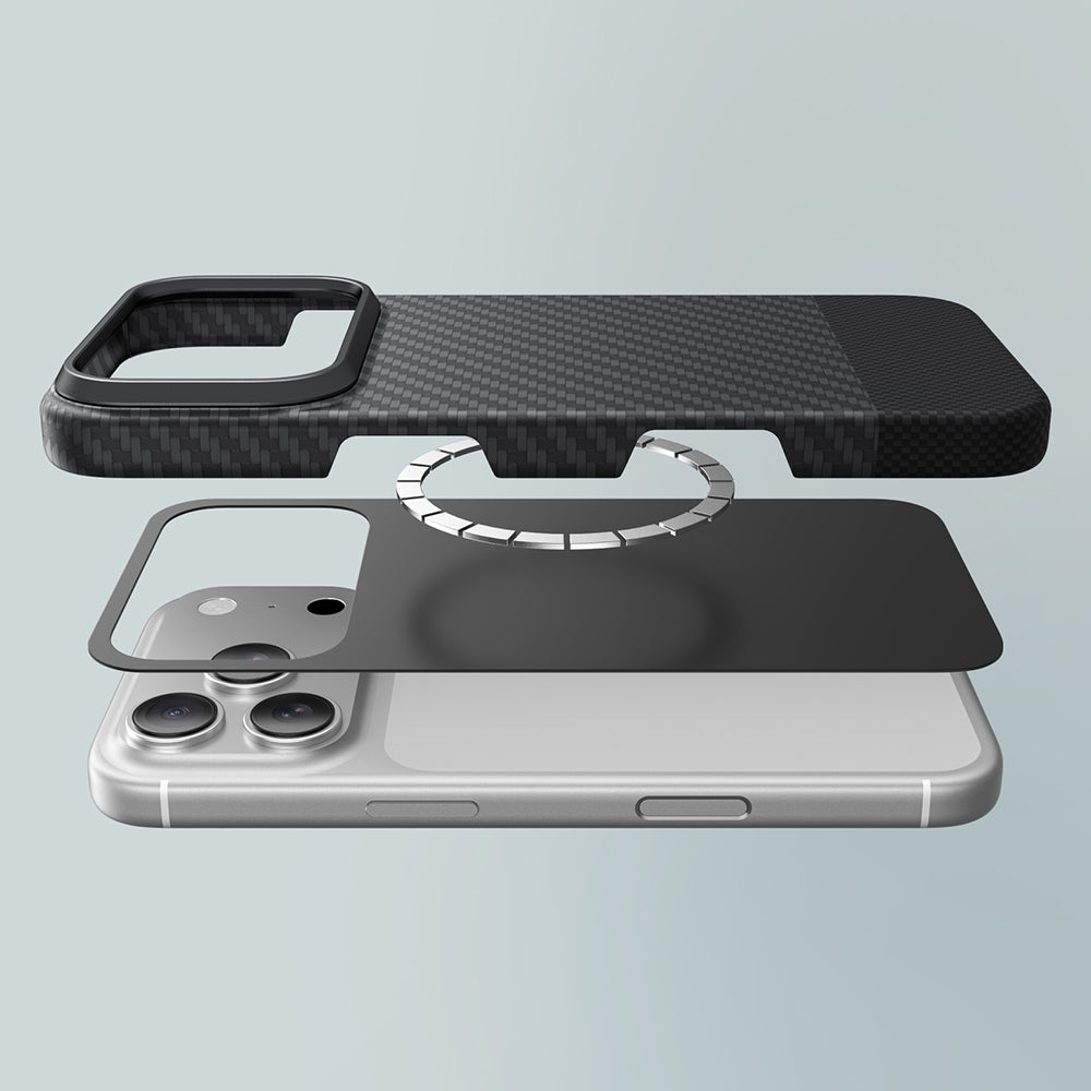 Apple iPhone 17 Pro Max Kılıf M-safe Şarj Özellikli 1500D Aramid Fiber Amazingthing Titan Max Serisi Kapak Mavi