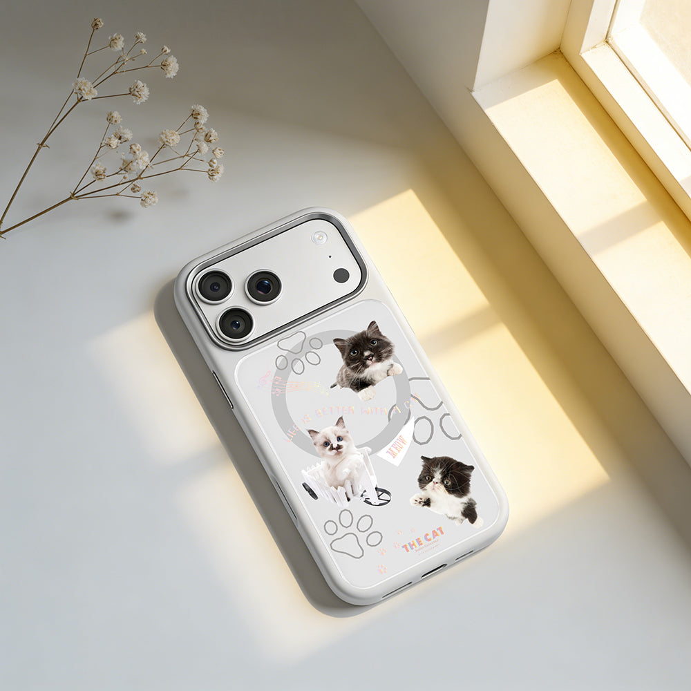Apple iPhone 17 Pro Max Kılıf M-safe Şarj Özellikli 3D Baskılı Tasarım Mutural The Cat Serisi Kapak
