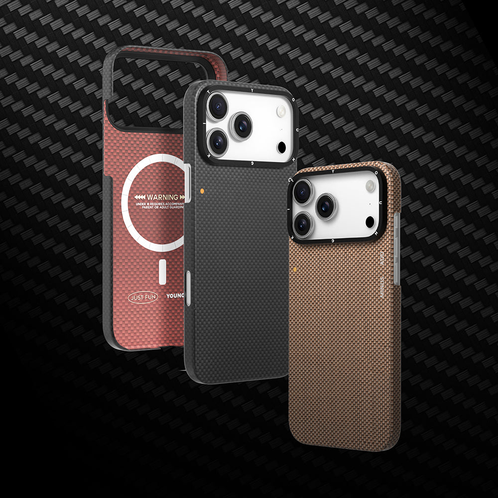 Apple iPhone 17 Pro Max Kılıf M-safe Şarj Özellikli Aramid Fiber Youngkit 1500D Kevlar Extreme Wing Titanyum-Gold Serisi Kapak Titanyum-Gold