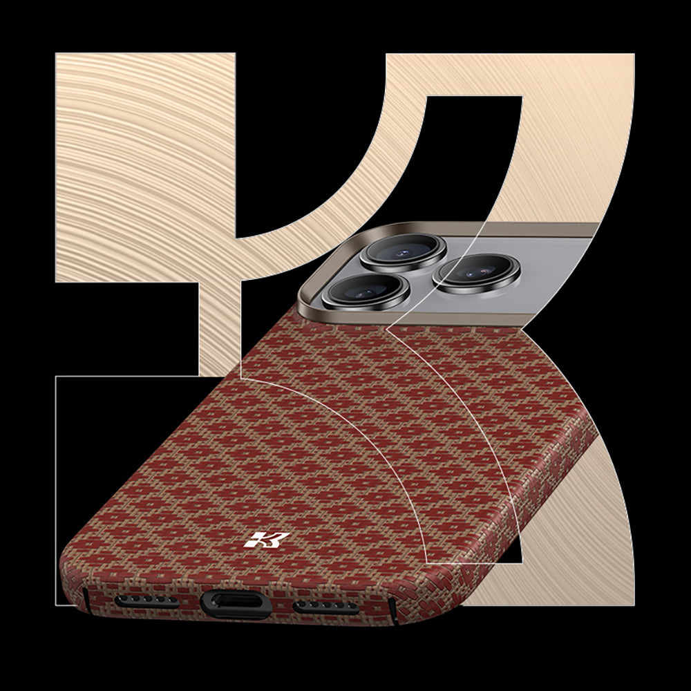 Apple iPhone 17 Pro Max Kılıf M-Safe Şarj Özellikli Benks ArmorAir ArmorGrid Serisi Kevlar Kapak Gold