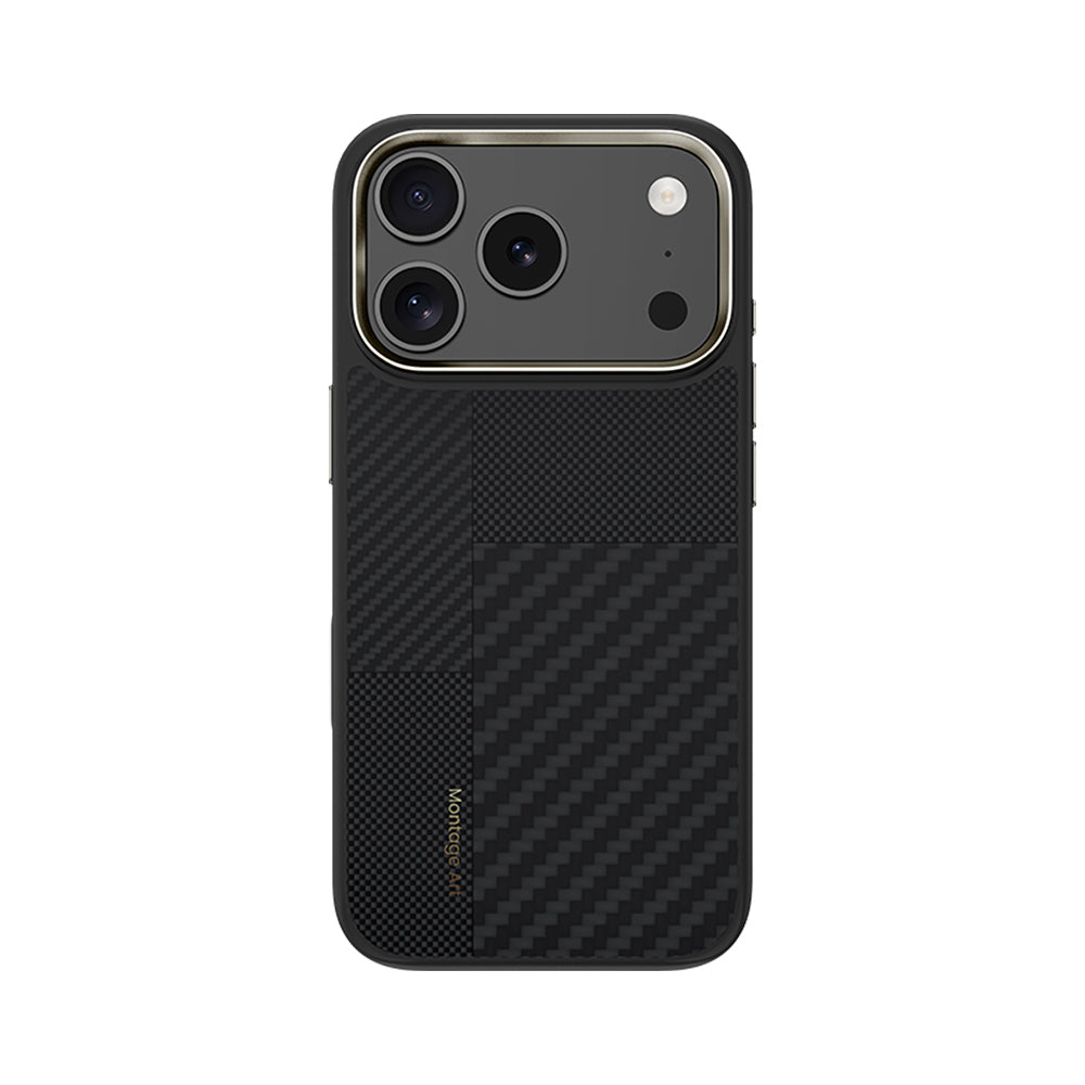 Apple iPhone 17 Pro Max Kılıf M-safe Şarj Özellikli Karbon Fiber Benks Montage Hybrid ArmorPro Kevlar Kapak