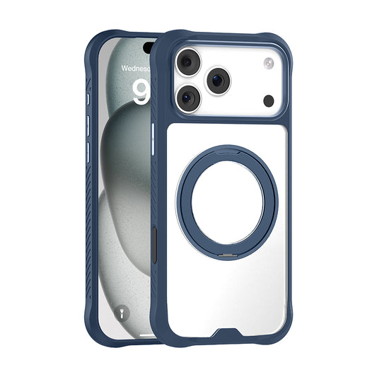 Apple iPhone 17 Pro Max Kılıf M-safe Şarj Özellikli Parmak Ring Standlı Airbag Tasarımlı Mutural Obsidian Serisi Kapak Siyah