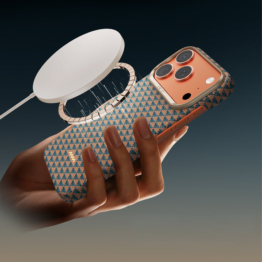 Apple iPhone 17 Pro Max Kılıf M-safe Şarj Özellikli Raptic Aramid Skin Origin Serisi Kapak Lacivert