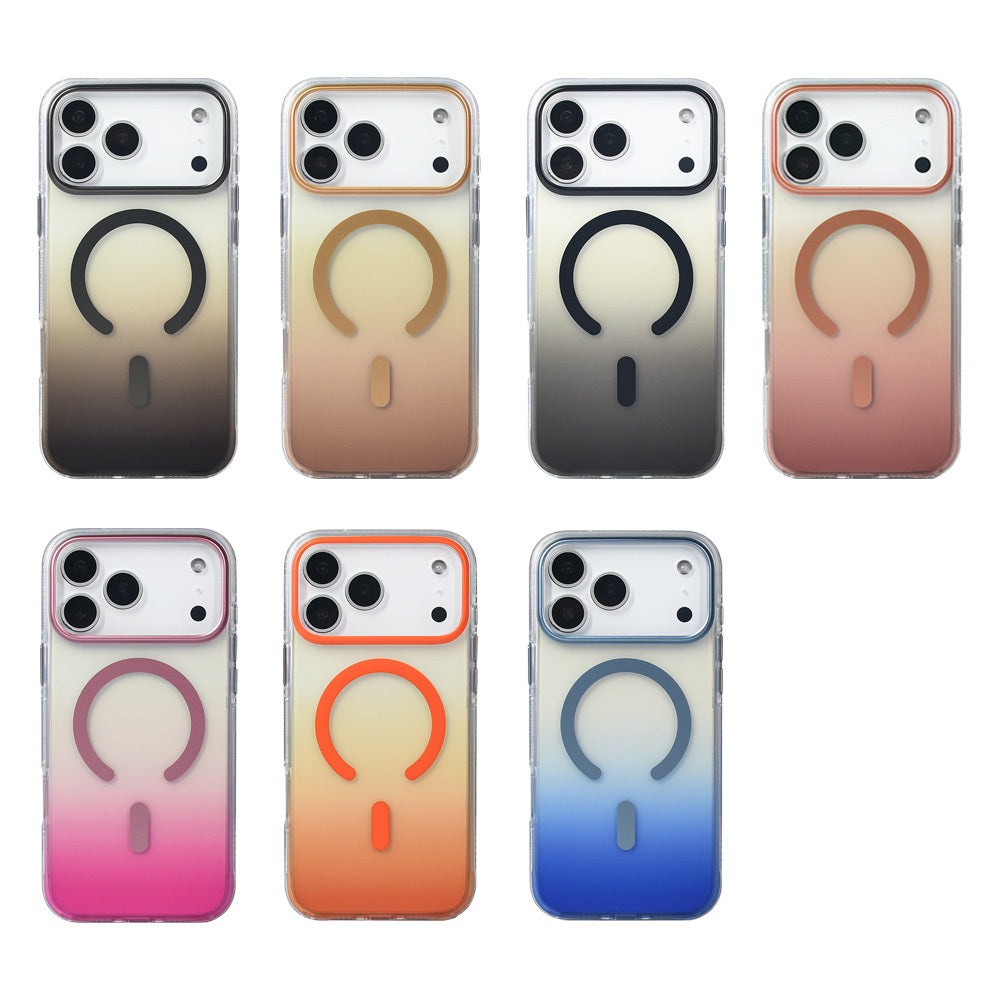 Apple iPhone 17 Pro Max Kılıf M-safe Şarj Özellikli Transparan Renk Geçişli Zore Toros Kapak Gri